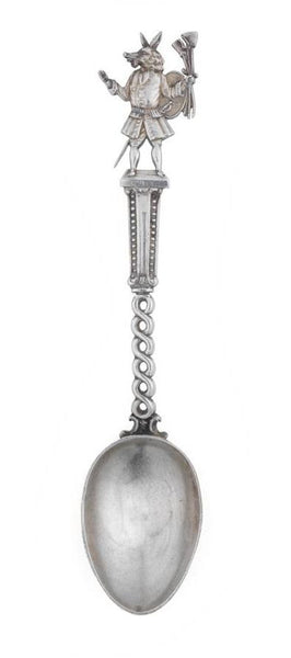A Sterling silver Trusty Servant teaspoon by Ahronsberg Brothers of Albion Street, Birmingham dated 1901