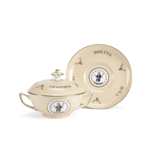 A Copeland porcelain Trusty Servant soup tureen published by William Savage, circa 1875