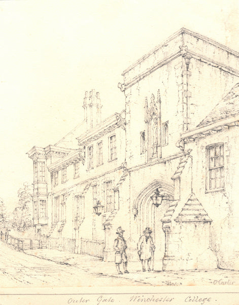 A 19th century drawing of the college gatehouse, College Street