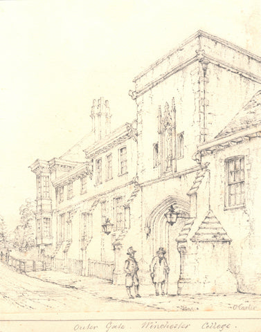 A 19th century drawing of the college gatehouse, College Street