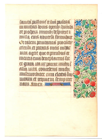 A French vellum Illuminated manuscript leaf from a Book of Hours, probably Rouen, circa 1470