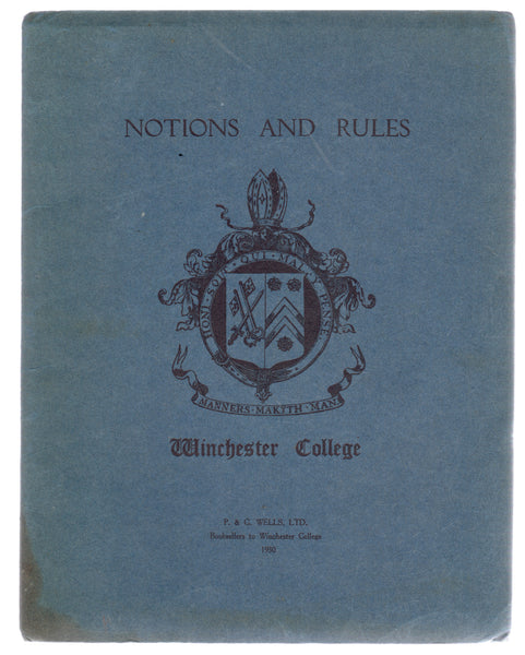 Winchester College Notions and Rules, 1930