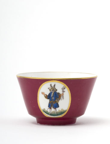 A Copeland porcelain Trusty Servant sugar bowl published by William Savage, circa 1875