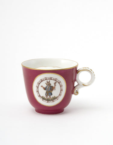 A Copeland porcelain Trusty Servant 'moustache cup' published by William Savage, circa 1875