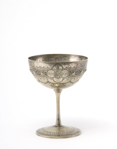 A silver-plated trophy awarded to G.W. Ricketts for the quarter mile flat race, 1882