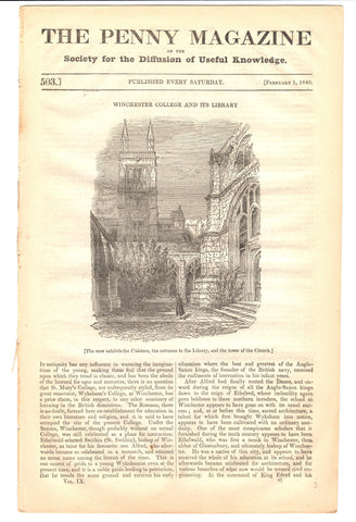 The Penny Magazine: Winchester College and Its Library, February 1st, 1840