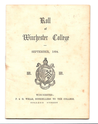 Roll of Winchester College, September, 1894