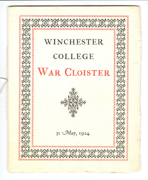 Winchester College War Cloister, 31 May, 1924