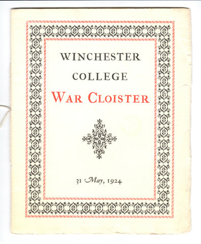 Winchester College War Cloister, 31 May, 1924