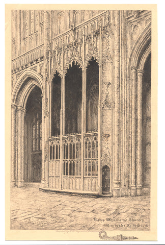 An Etching of Bishop Wykeham's Chantry, Winchester Cathedral published by W.H. Beynon of Cheltenham, circa 1890