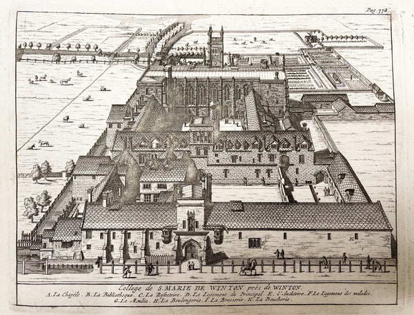 Engraving of Winchester College by Peter van der Aa, printed in 1707