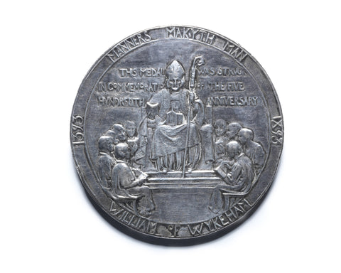 A silver medal commemorating the 500th anniversary of Winchester College by George Frampton, 1893