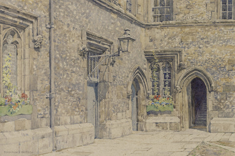 Bernard Cecil Gotch (1876 - 1963), Chamber Court, Winchester College, signed watercolour circa 1920